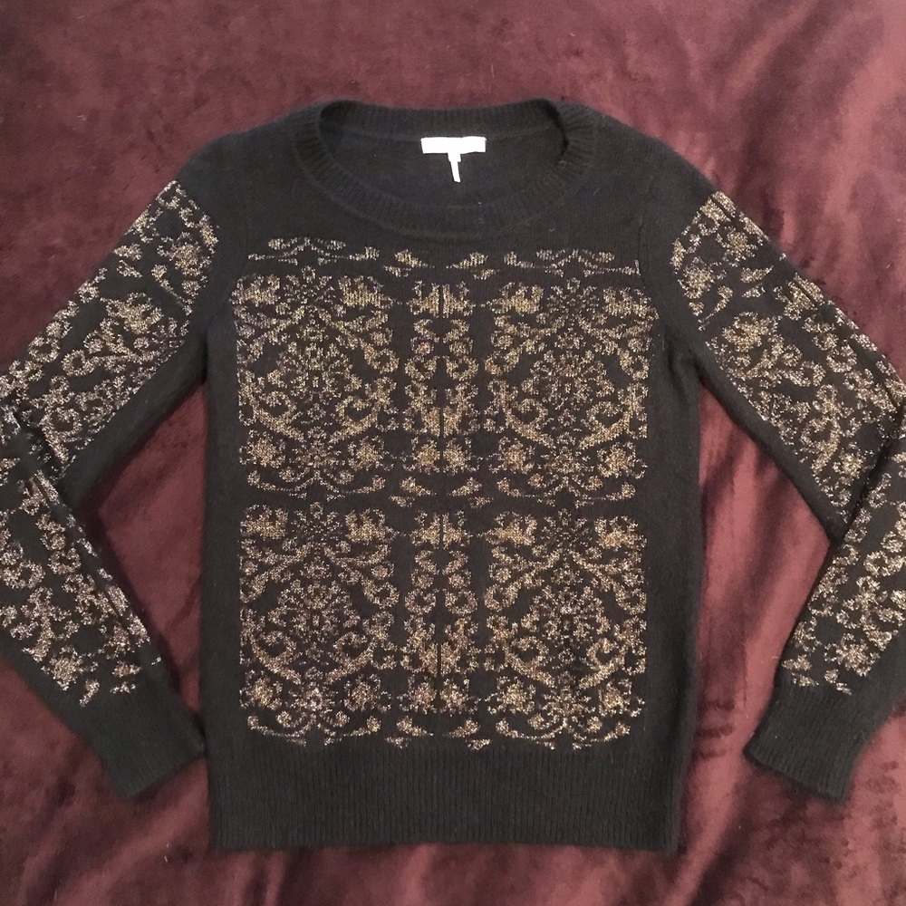 Sandro long-sleeve sweater with gold stitching